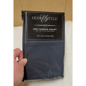 Hotel Style King 600 Thread Count Set of 2 Pillowcases 100% Cotton with Sateen